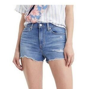 Levi’s high rise stretch denim shorts raw hem 30